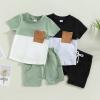 LIOMENGZI Infant Baby Boy Summer Clothes Outfit Color Block T-shirt Shorts Set Toddler Checkerboard Clothes 6 12 18 Months 2T view 2
