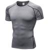 Grey Compression Shirts Men Short Sleeve Workout Gym T-Shirt Running Tops Cool Dry Sports Base Layer Undershirts view 1