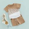 LIOMENGZI Infant Baby Boy Summer Clothes Outfit Color Block T-shirt Shorts Set Toddler Checkerboard Clothes 6 12 18 Months 2T view 2