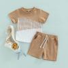 LIOMENGZI Infant Baby Boy Summer Clothes Outfit Color Block T-shirt Shorts Set Toddler Checkerboard Clothes 6 12 18 Months 2T view 3