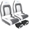 Affordura Boat Seat for Boats with 2 Storage Bags High Back Folding Boat Seat Boat Fold Down Seat (2 Packs) (White&Charcoal) view 1