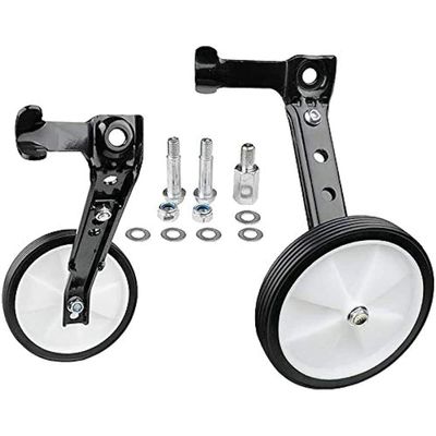 Bicycle Training Wheels Stabilizers with Mounted Bracket Screws for Kids of 16 18 20 22 24 Inch Bikes (Black)