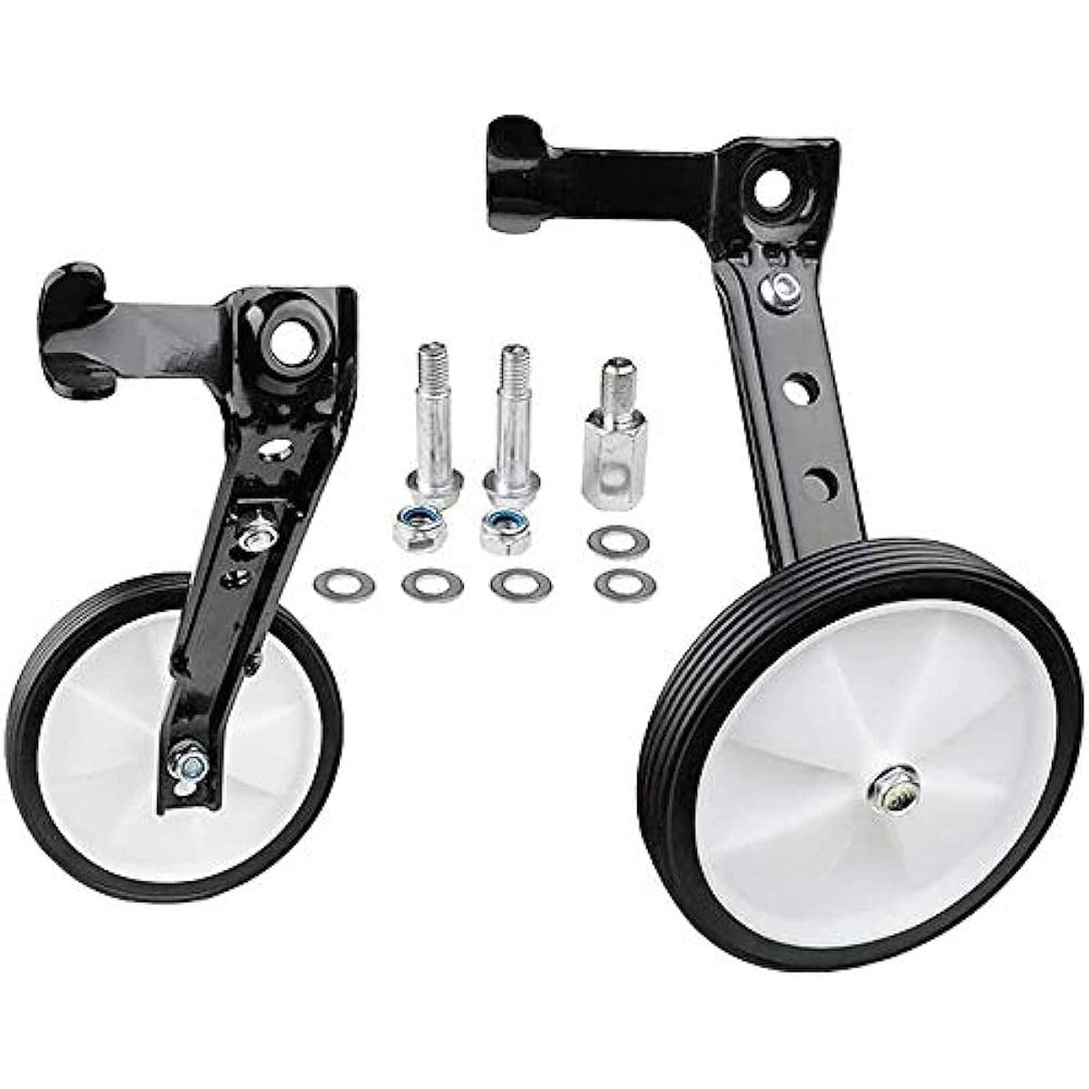 Bicycle Training Wheels Stabilizers with Mounted Bracket Screws for Kids of 16 18 20 22 24 Inch Bikes (Black)