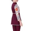 Muslim Swimsuits for Girls Kids Modest Swimwear Islamic Long Sleeve Burkini Swimsuits Full Cover Hijab Swimming Cap + Floral Print Tops + Pants Tankini Set Bathing Suits Wine Red 2-3 Years view 3