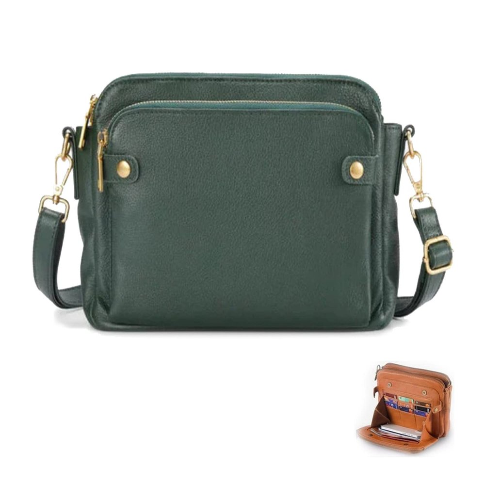 2023 New Crossbody Shoulder Bags And Clutches, Off-Crossbody Leather Shoulder Bags, Purse With Built In Wallet For Women. Green