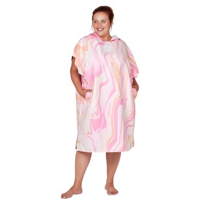 Dock & Bay Adult Beach Poncho - Hooded Towel with Deep Pockets - for Beach & Pool - Super Absorbent, Quick Dry - Marble - Peach Melba, Large (105x80cm, 41x31)
