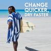 Dock & Bay Adult Beach Poncho - Hooded Towel with Deep Pockets - for Beach & Pool - Super Absorbent, Quick Dry - Cabana - Whitsunday Blue, Large (105x80cm, 41x31) view 3