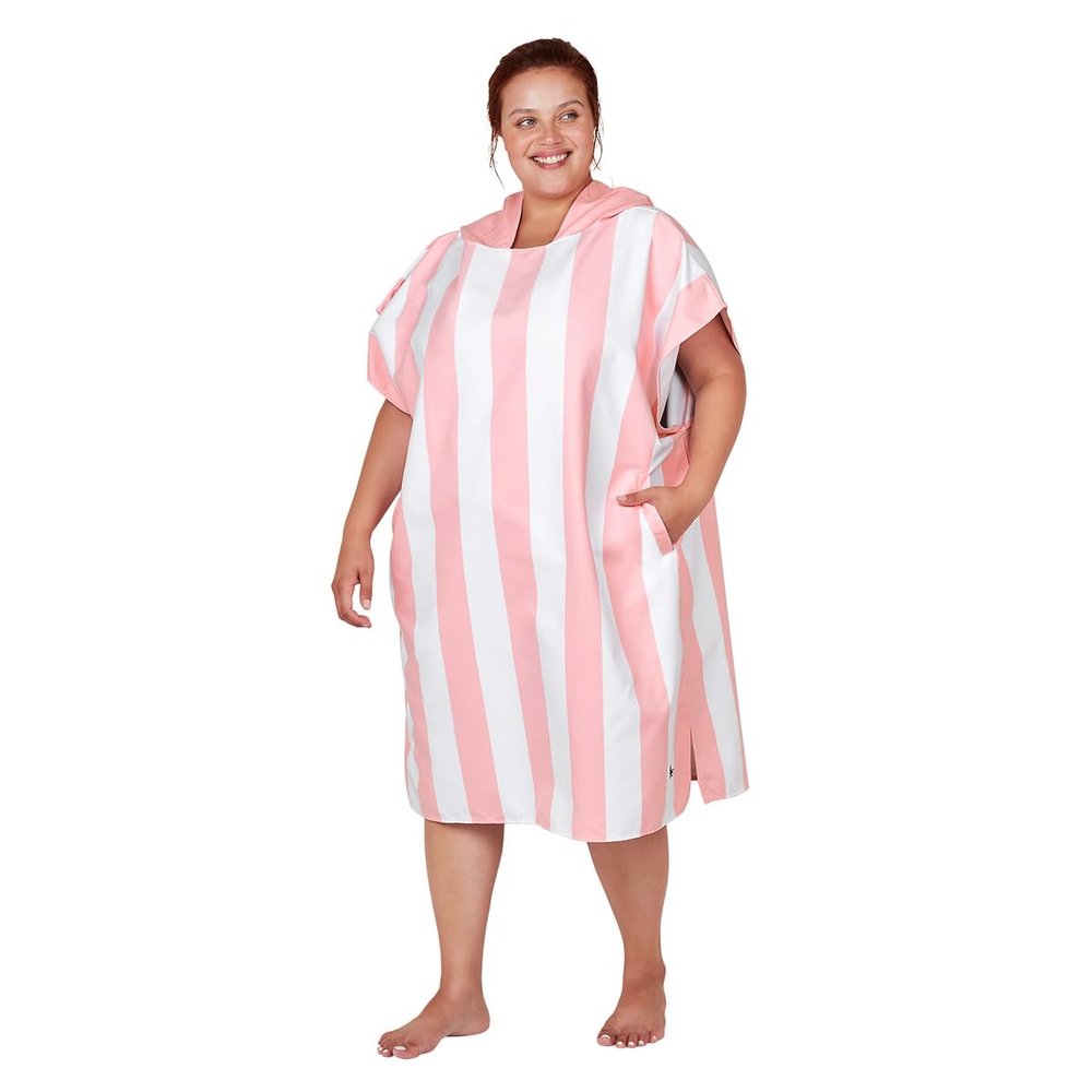 Dock & Bay Adult Beach Poncho - Hooded Towel with Deep Pockets - for Beach & Pool - Super Absorbent, Quick Dry - Cabana - Malibu Pink, Medium (90x70cm, 35x28)
