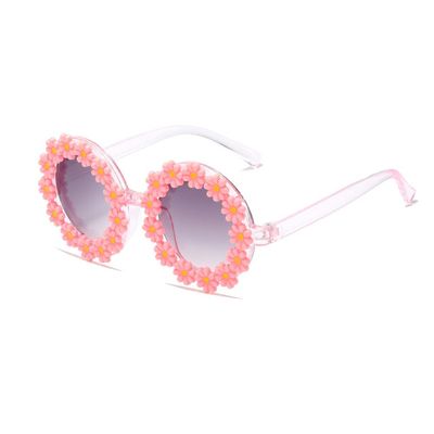 WZWLKJ Round Flower Sunglasses for Baby Girls Flower Shaped Cute Glasses UV 400 Protection Outdoor Beach Girl Boy