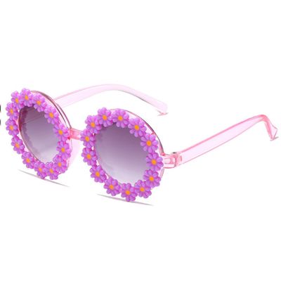 WZWLKJ Round Flower Sunglasses for Baby Girls Flower Shaped Cute Glasses UV 400 Protection Outdoor Beach Girl Boy