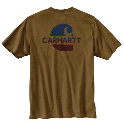 Carhartt Men's Loose Fit Heavyweight Short Sleeve Logo Work T-Shirt Tall Brown X- Tall