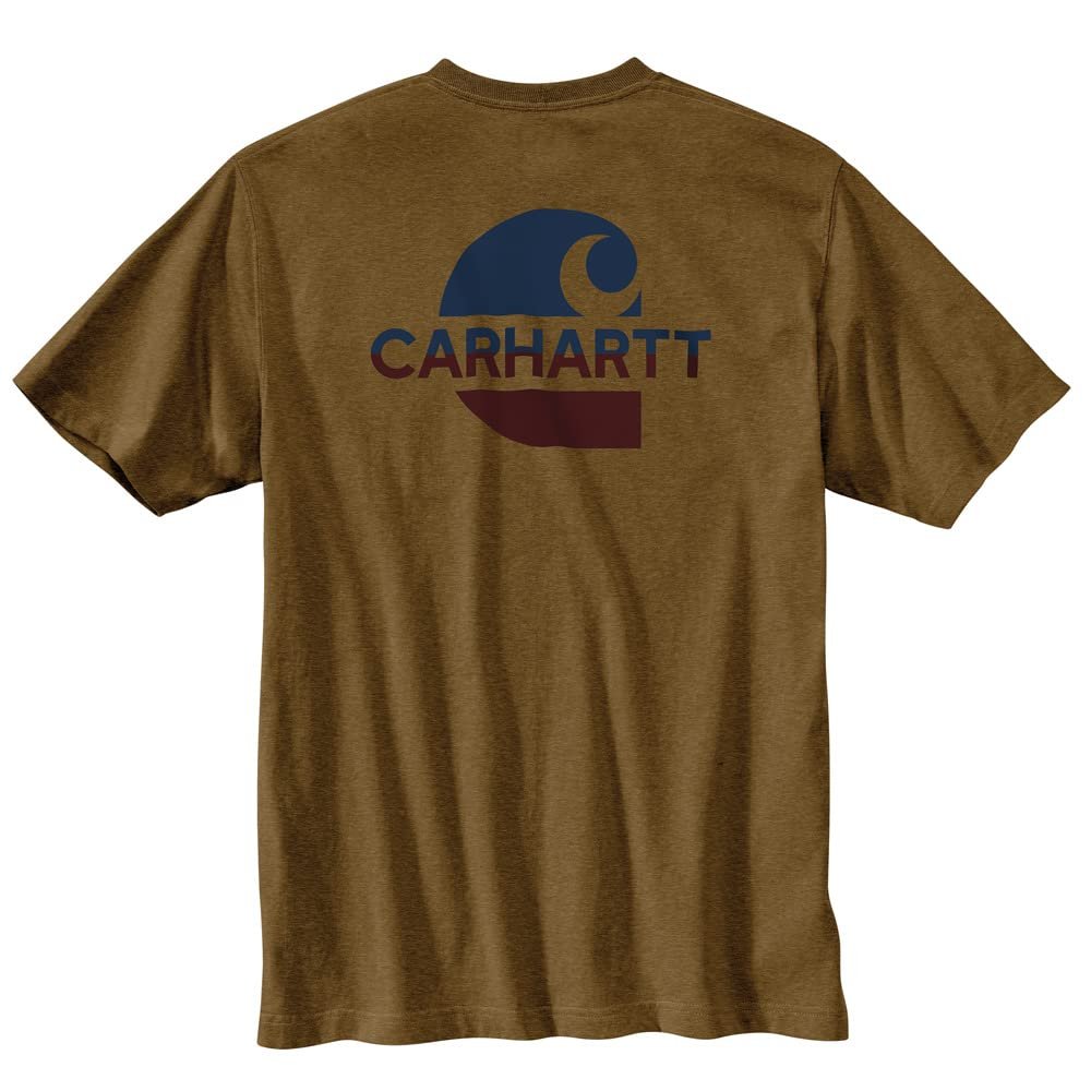 Carhartt Men's Loose Fit Heavyweight Short Sleeve Logo Work T-Shirt Tall Brown X- Tall