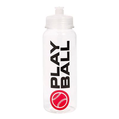 Fun Express 12 Pieces Baseball Water Bottles, BPA Free Plastic, Holds 27 oz, Party Supplies, Red Baseball