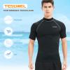 Tesuwel Rash Guard for Men Short Sleeve UPF 50+ Mens Swim Shirts UV Protection Mens Water Shirts for Swimming Surfing Compression Shirts Quick Dry High Wicking Anti Chafe 222 Black Grey S view 2