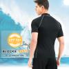 Tesuwel Rash Guard for Men Short Sleeve UPF 50+ Mens Swim Shirts UV Protection Mens Water Shirts for Swimming Surfing Compression Shirts Quick Dry High Wicking Anti Chafe 222 Black Grey S view 3