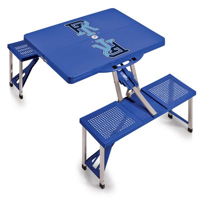 PICNIC TIME NCAA Rhode Island Rams Folding Picnic Table, Camping Table, Outdoor Table with Umbrella Hole, (Royal Blue)