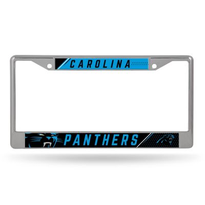 Rico Industries NFL Carolina Panthers 12" x 6" Silver Chrome Frame W' Decal Insert Car/Truck/SUV Auto Accessory