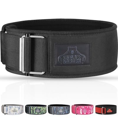 Bear Grips Weight Lifting Belt, Weightlifting Belt for Women, Weight Belt For Men Gym Belt With Locking Buckle, Nylon Belt, Squat Belt, Deadlift Belt, Workout Belt, Exercise Belt | Stealth Black (Small)