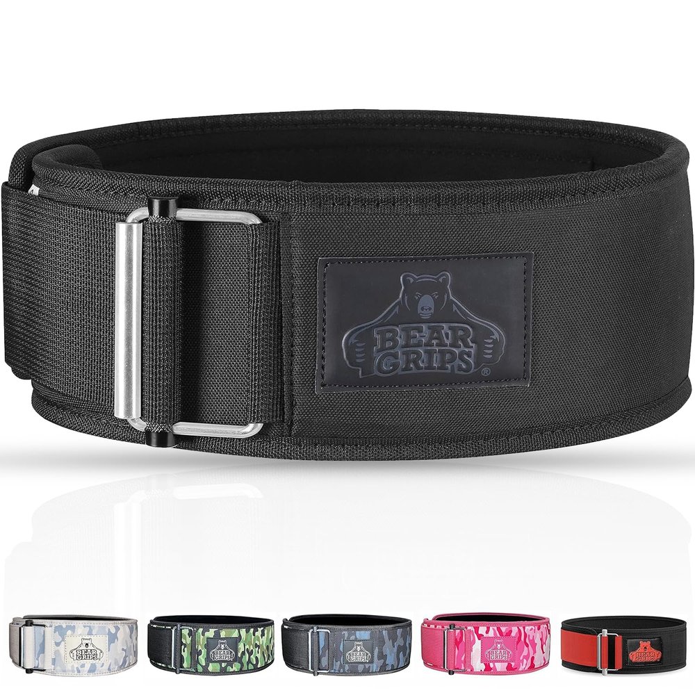 Bear Grips Weight Lifting Belt, Weightlifting Belt for Women, Weight Belt For Men Gym Belt With Locking Buckle, Nylon Belt, Squat Belt, Deadlift Belt, Workout Belt, Exercise Belt | Stealth Black (Small)