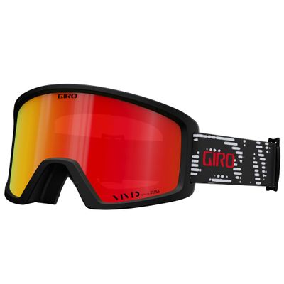 Giro Men's and Youth Blok Ski and Snowboard Goggles - Black & White Reverb Strap with Vivid Ember Lens