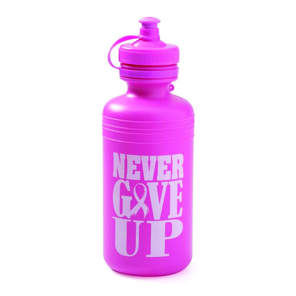 Fun Express Pink Ribbon Plastic Water Bottles, 12 Pieces