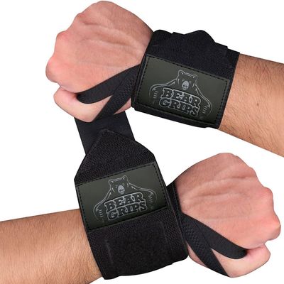 Bear Grips Wrist Wraps for Weightlifting | Weight Lifting Wrist Straps for Weightlifting | Extra Strength Gym Wrist Wraps | Two Wrist Wrap Per Pack | 12 & 18 | Lifting for Men & Women