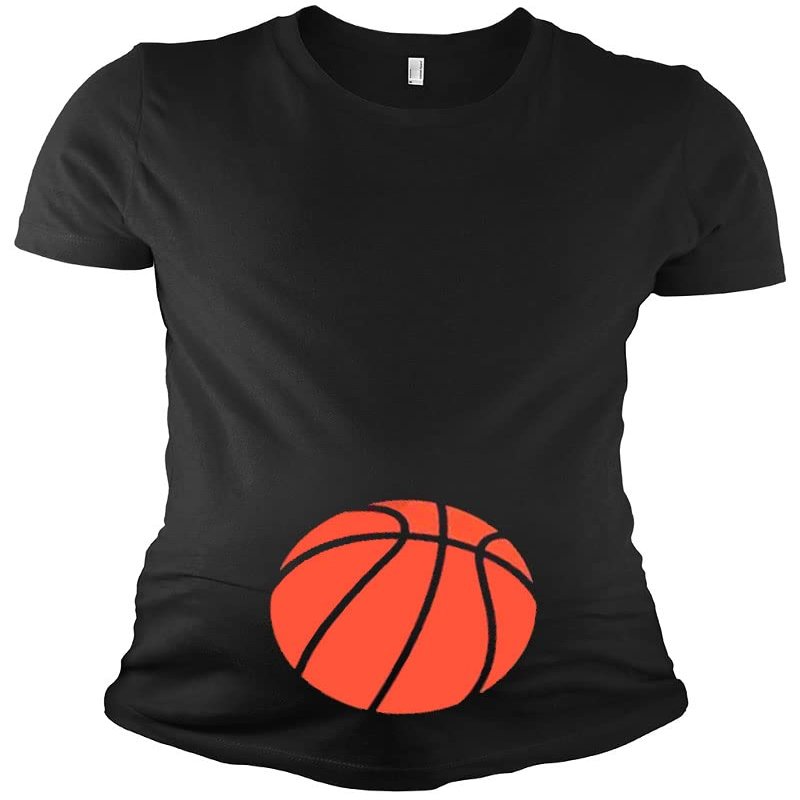 PandoraTees Maternity Basketball Tshirt, Maternity Basketball Pregnancy Announcement, Basketball Bump Pregnancy Tshirt (Black, XX-Large)