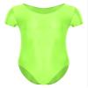 FEESHOW Mens One-Piece Shiny Oil Glossy Bodysuit High Cut Singlet Thong Leotard Tank Top Fluorescent Green X-Large