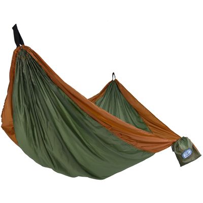 Equip Outdoors Portable Camping Hammock, Hanging Kit Included, One Person Sage and Rust, Size 116" L x 59" W