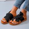 oiangi Women Summer Sandals 2023 Fashion Suede Bow Toe Ring Clip Toe Flat Slipper Lightweight Comfortable Outdoor Beach Travel Shoes Sandalias para Mujer Black view 3