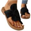 oiangi Women Summer Sandals 2023 Fashion Suede Bow Toe Ring Clip Toe Flat Slipper Lightweight Comfortable Outdoor Beach Travel Shoes Sandalias para Mujer Black view 4