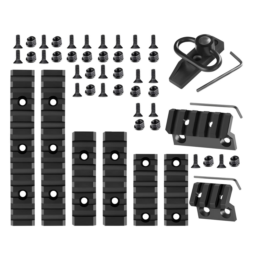 GOTICAL- 5 Products Combo KeyMod 45 Degree Offset Picatinny Rail Mount with KeyMod Modular, 7 Slots Key mod Rail and 5 Slots Aluminum Key mod Rail 13 Slots Key mod Swivel Mount(Combo of 5)