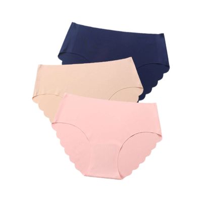 3 pcs/lot Seamless Panties Women Solid Sexy Underwear Mid Waist Briefs M to XXL (Color : Lavender, Size : XX-Large)