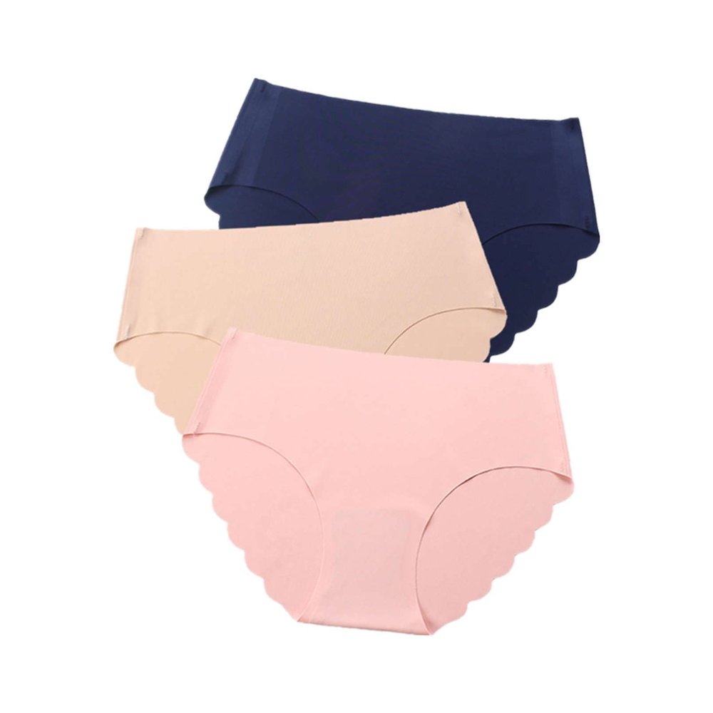 3 pcs/lot Seamless Panties Women Solid Sexy Underwear Mid Waist Briefs M to XXL (Color : Lavender, Size : XX-Large)