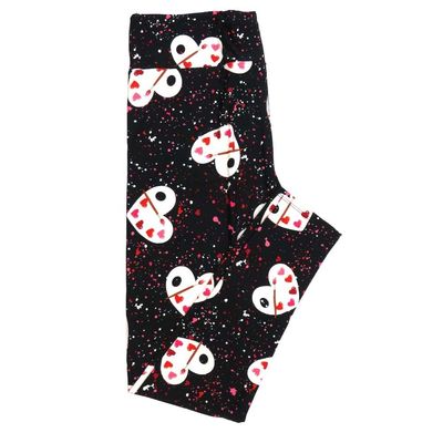 Lularoe Tween TW Valentines Painters Palette Hearts Paint Splatter Black Whtie Red Pink Leggings fits Adult Sizes 00-0 3410-A