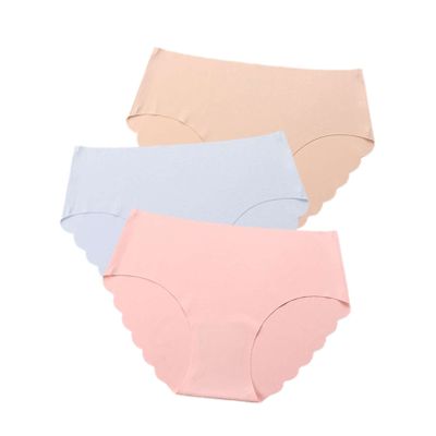 3 pcs/lot Seamless Panties Women Solid Sexy Underwear Mid Waist Briefs M to XXL (Color : red, Size : X-Large)