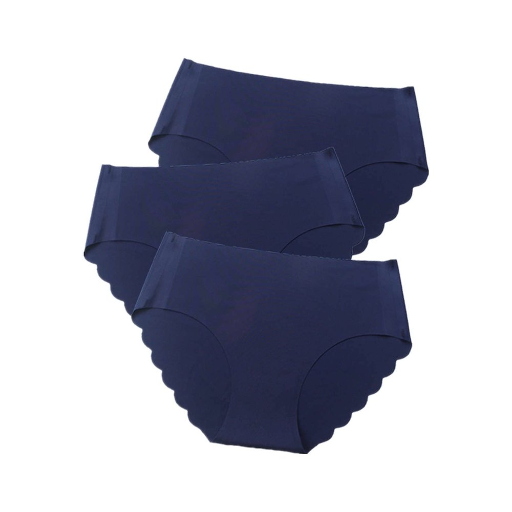 3 pcs/lot Seamless Panties Women Solid Sexy Underwear Mid Waist Briefs M to XXL (Color : Blue, Size : Medium)