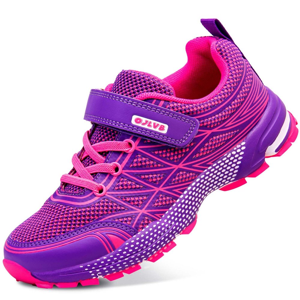 Girls Sneakers, Kids Tennis Running Shoes, Athletic Walking Gym Trail Shoe Purple 11