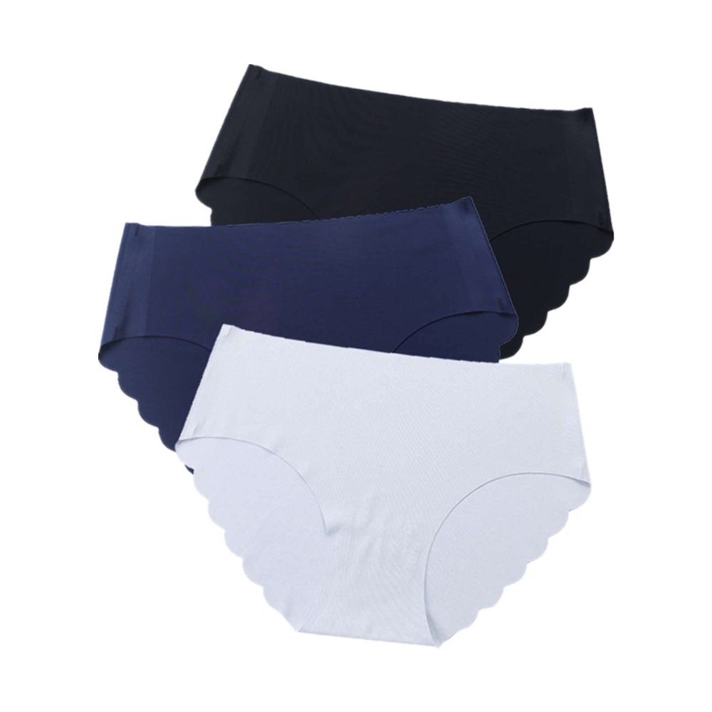 3 pcs/lot Seamless Panties Women Solid Sexy Underwear Mid Waist Briefs M to XXL (Color : Green, Size : Large)