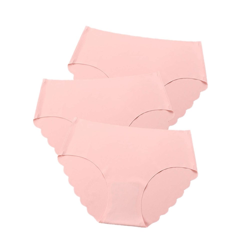 3 pcs/lot Seamless Panties Women Solid Sexy Underwear Mid Waist Briefs M to XXL (Color : Yellow, Size : XX-Large)