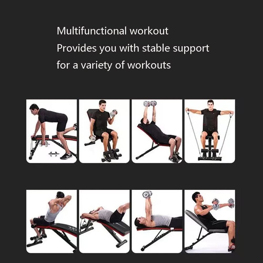 NJCORE Adjustable Weight Bench Foldable Workout Benches for Home Gym Dumbbell Exercise Bench with Elastic Ropes