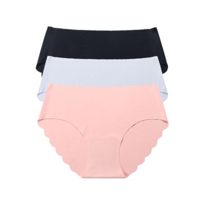 3 pcs/lot Seamless Panties Women Solid Sexy Underwear Mid Waist Briefs M to XXL (Color : Silver, Size : Medium)