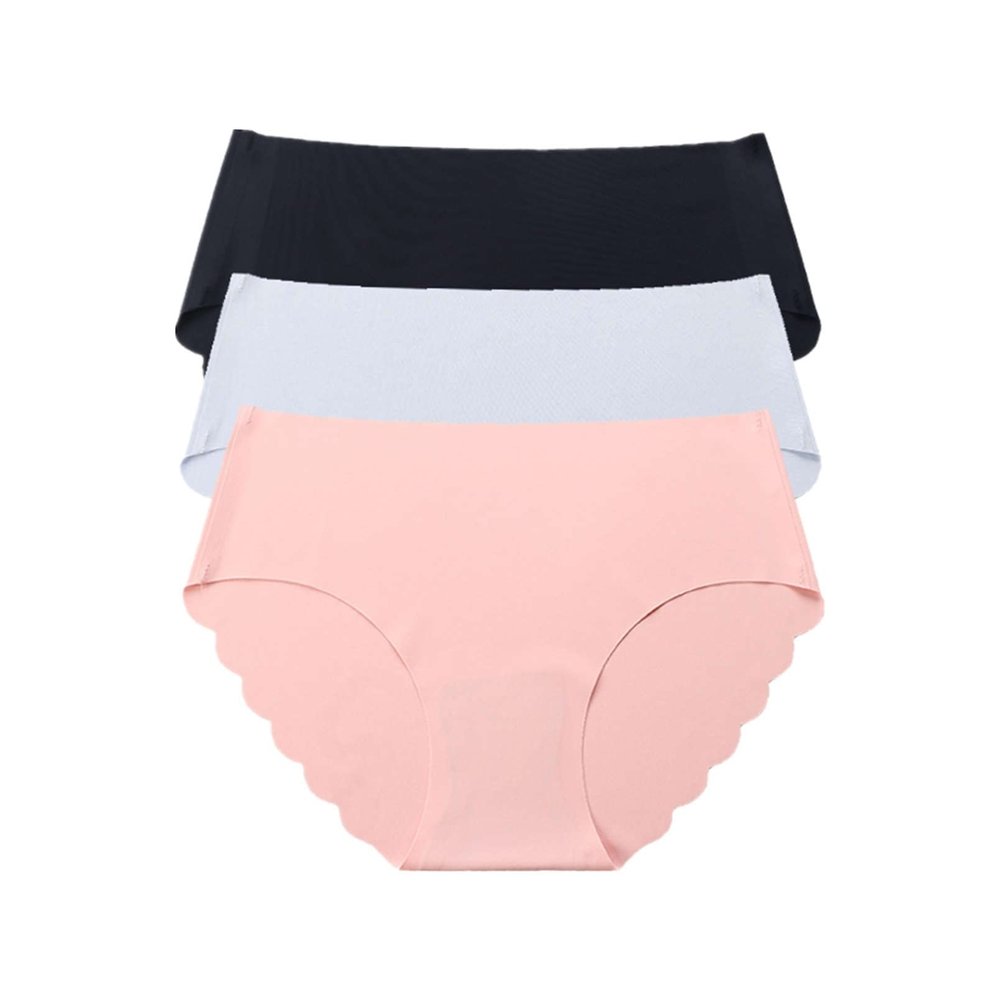 3 pcs/lot Seamless Panties Women Solid Sexy Underwear Mid Waist Briefs M to XXL (Color : Silver, Size : Medium)