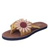 oiangi Sunflower Flip Flops for Women 2023 Summer Fashion Suede Thong Clip Toe Flat Sandals Cute Slippers Lightweight Comfy Outdoor Beach Travel Shoes Yellow view 1