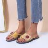oiangi Sunflower Flip Flops for Women 2023 Summer Fashion Suede Thong Clip Toe Flat Sandals Cute Slippers Lightweight Comfy Outdoor Beach Travel Shoes Yellow view 2