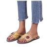 oiangi Sunflower Flip Flops for Women 2023 Summer Fashion Suede Thong Clip Toe Flat Sandals Cute Slippers Lightweight Comfy Outdoor Beach Travel Shoes Yellow view 3
