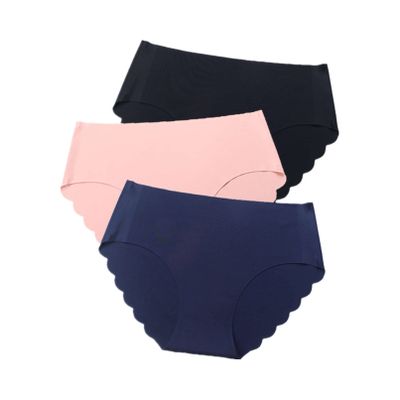 3 pcs/lot Seamless Panties Women Solid Sexy Underwear Mid Waist Briefs M to XXL (Color : Gray, Size : XX-Large)