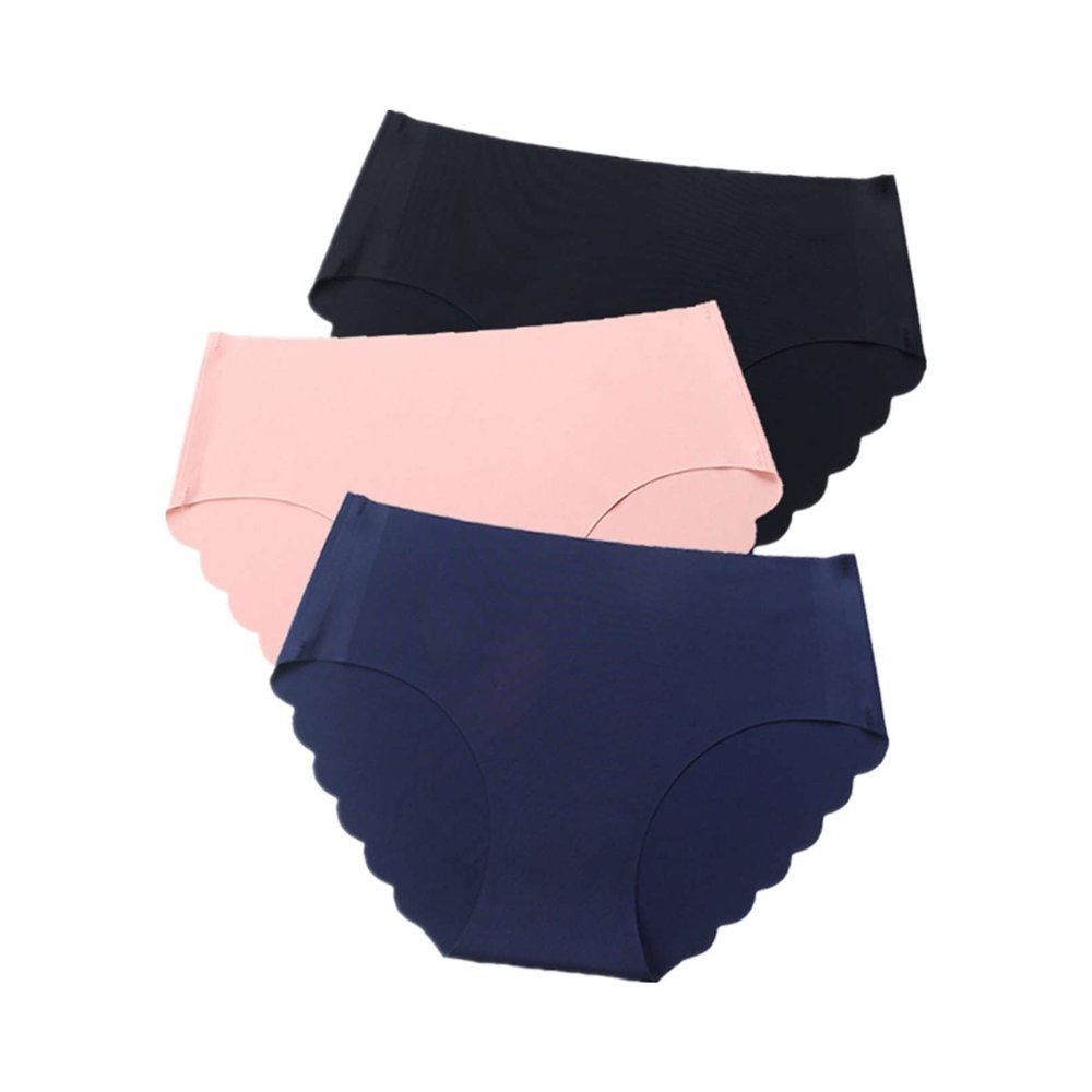 3 pcs/lot Seamless Panties Women Solid Sexy Underwear Mid Waist Briefs M to XXL (Color : Gray, Size : XX-Large)