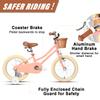 Petimini 16 Inch Little Kids Bike for Age 4 5 6 7 Years Old Girls Retro Vintage Style Bicycles with Basket Training Wheels and Bell, Peach view 2