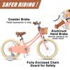 Petimini 18 Inch Little Kids Bike for Age 5 6 7 8 Years Old Girls Retro Vintage Style Bicycles with Basket Training Wheels and Bell, Peach view 2